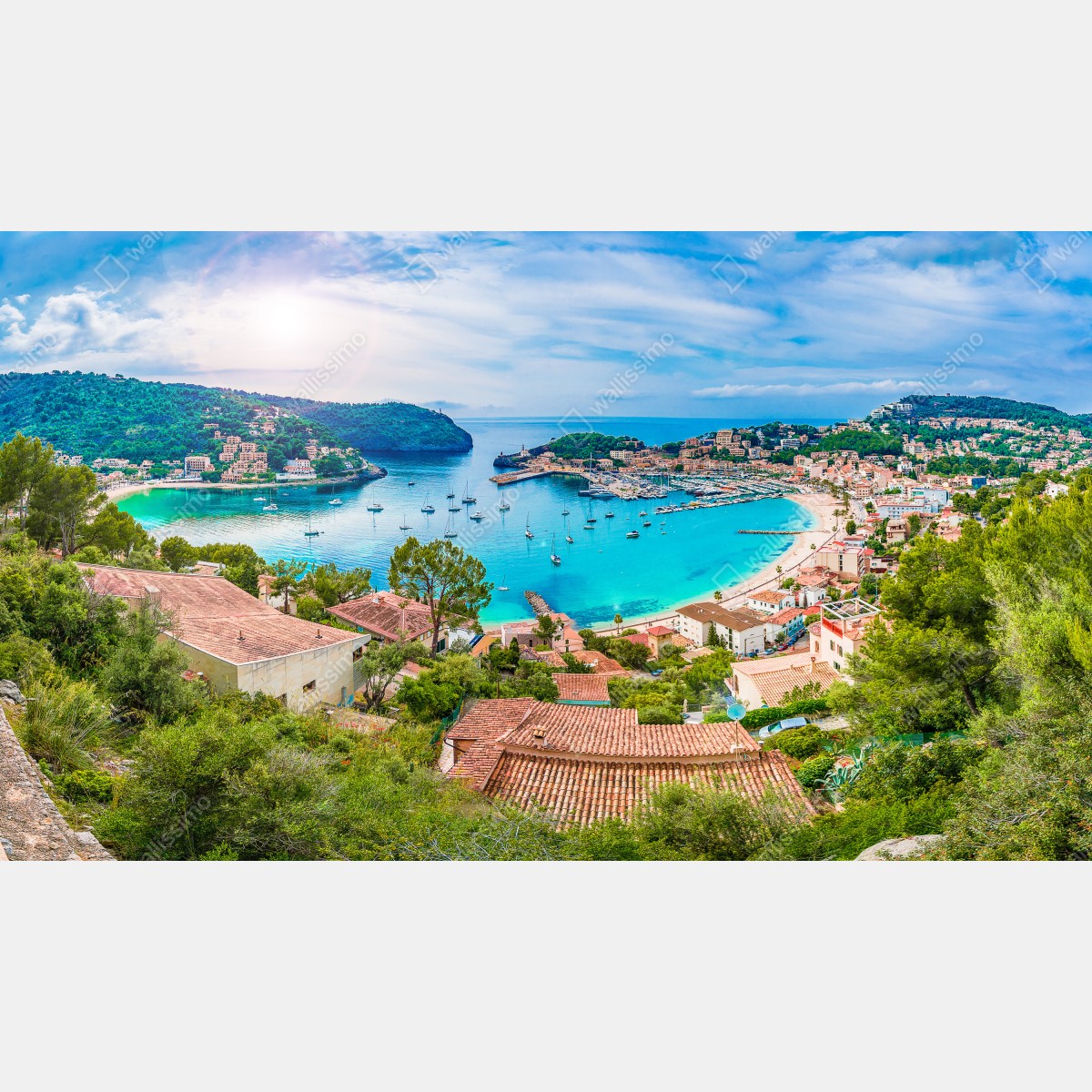 Fototapeta słoneczna panorama Port de Soller – Wallissimo® Fototapeta słoneczna panorama Port de Soller – Wallissimo®