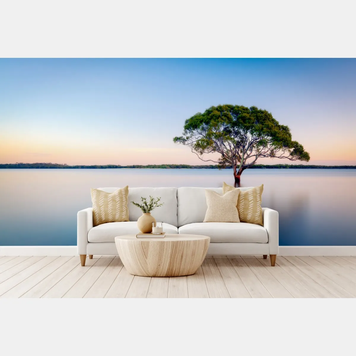 Fototapeta samotne drzewo nad spokojnym jeziorem – Wallissimo® Fototapeta samotne drzewo nad spokojnym jeziorem – Wallissimo®