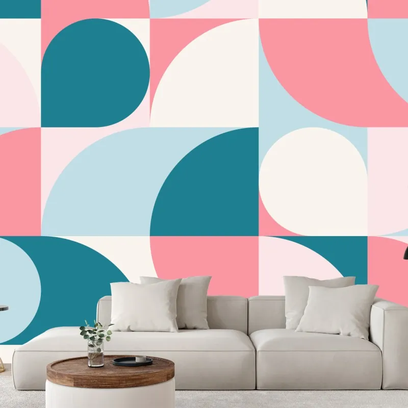 Wall mural pastel geometric mosaic