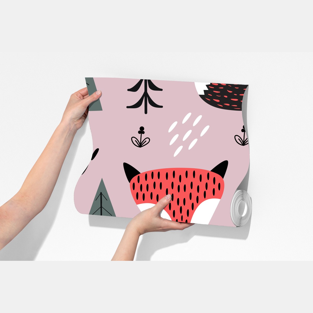 Fototapeta zabawny wzór z lisami w lesie – Wallissimo® Fototapeta zabawny wzór z lisami w lesie – Wallissimo®