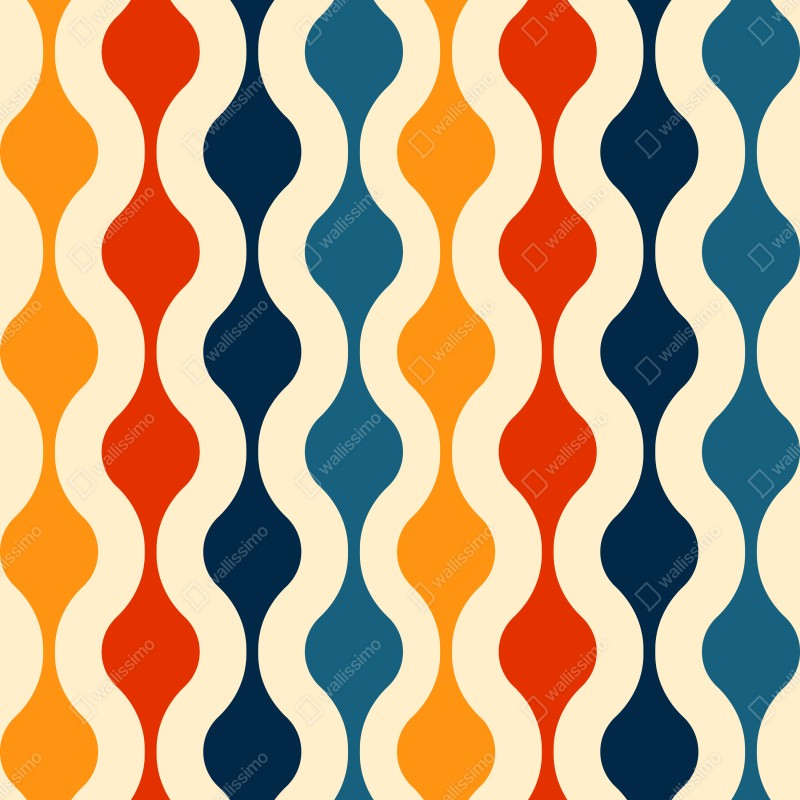 Fototapeta retro falisty wzór mid-century – Wallissimo® Fototapeta retro falisty wzór mid-century – Wallissimo®