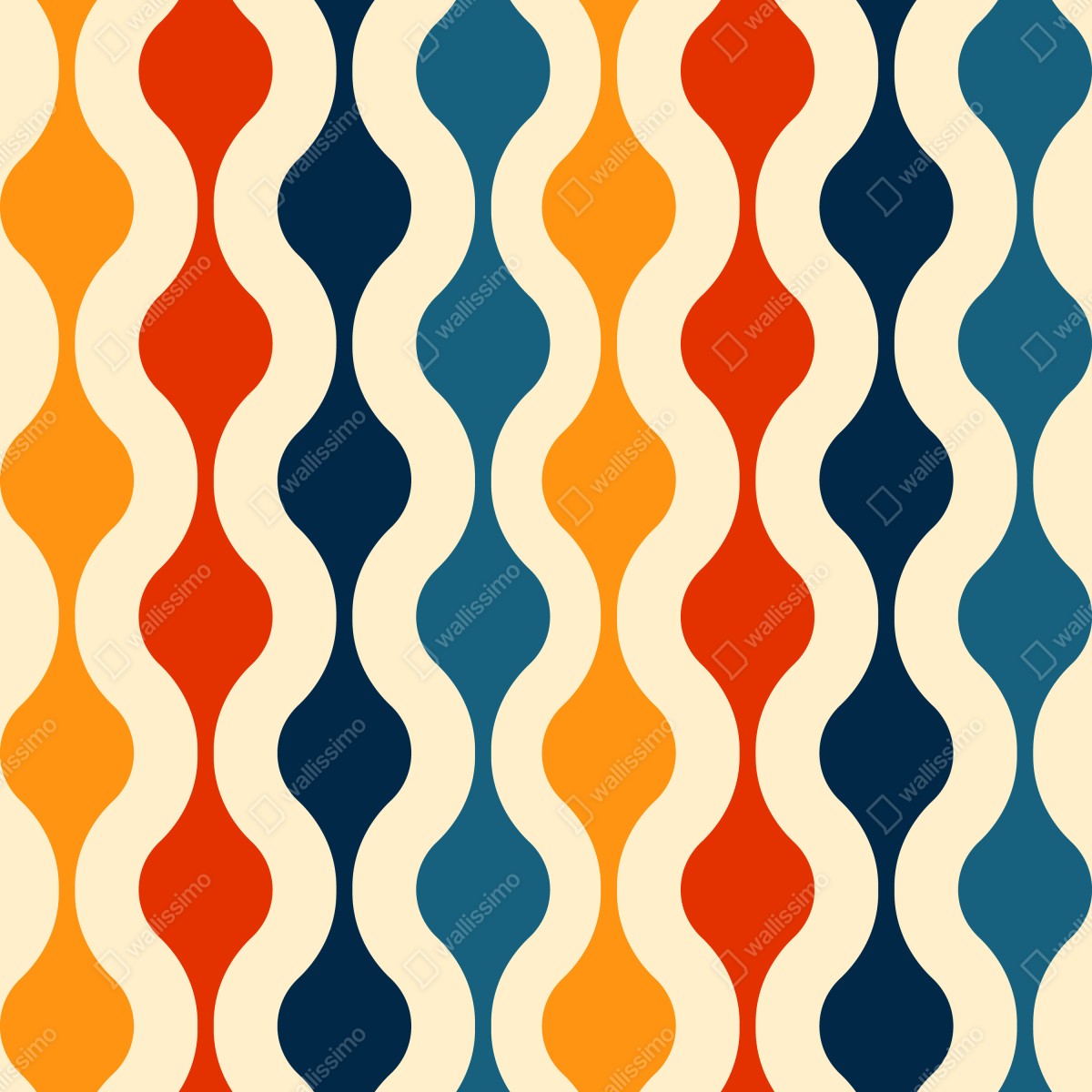Fototapeta retro falisty wzór mid-century – Wallissimo® Fototapeta retro falisty wzór mid-century – Wallissimo®