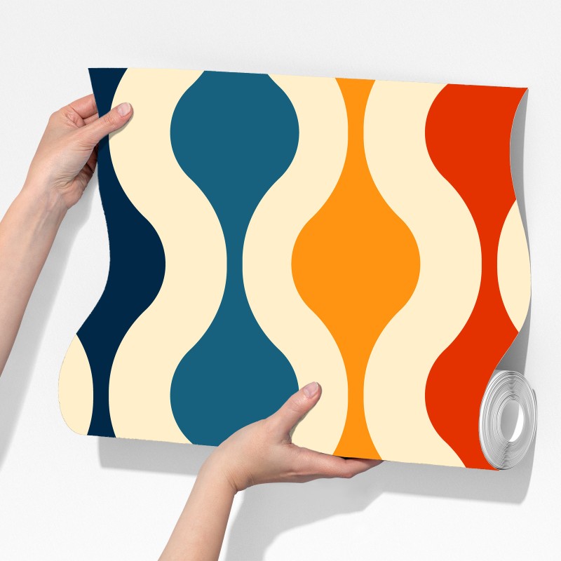 Fototapeta retro falisty wzór mid-century – Wallissimo® Fototapeta retro falisty wzór mid-century – Wallissimo®