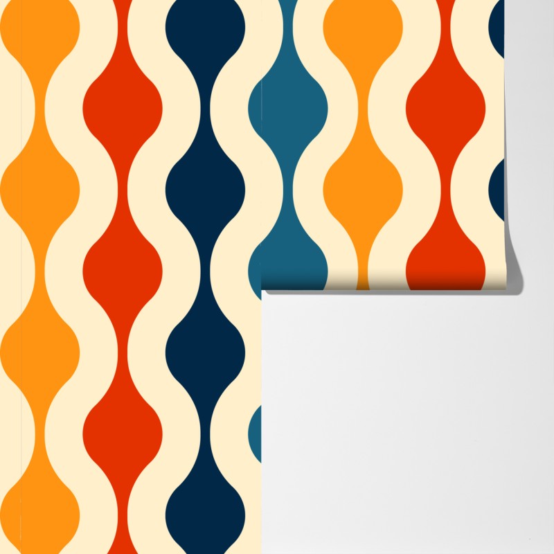 Fototapeta retro falisty wzór mid-century – Wallissimo® Fototapeta retro falisty wzór mid-century – Wallissimo®