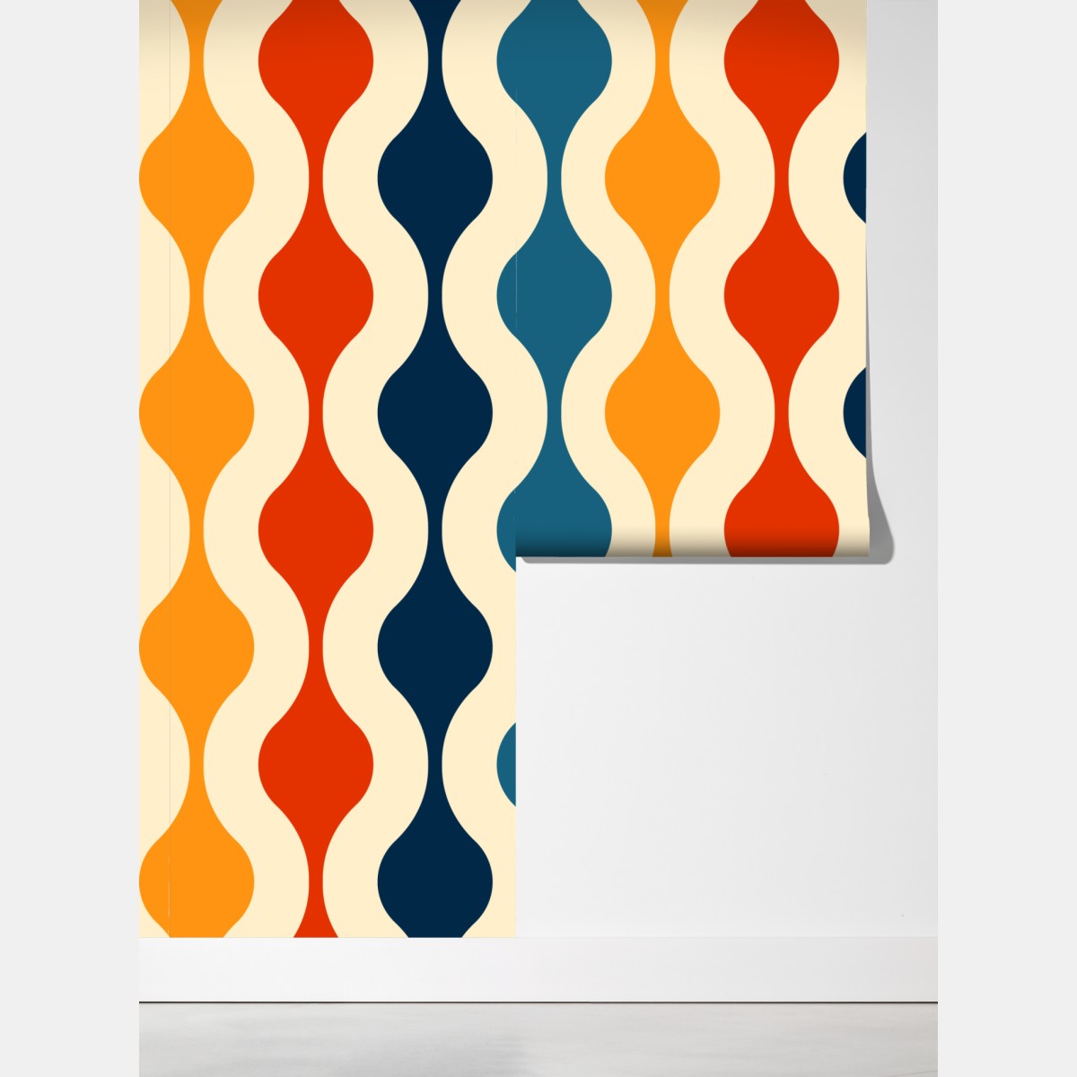 Fototapeta retro falisty wzór mid-century – Wallissimo® Fototapeta retro falisty wzór mid-century – Wallissimo®
