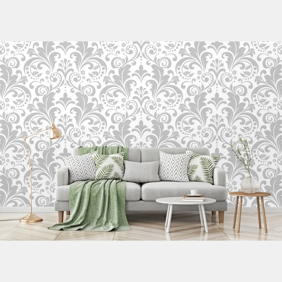 Fototapeta elegancki szary wzór damasceński – Wallissimo® Fototapeta elegancki szary wzór damasceński – Wallissimo®