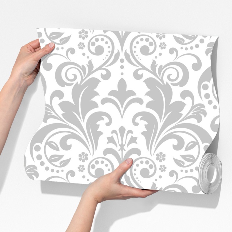 Fototapeta elegancki szary wzór damasceński – Wallissimo® Fototapeta elegancki szary wzór damasceński – Wallissimo®