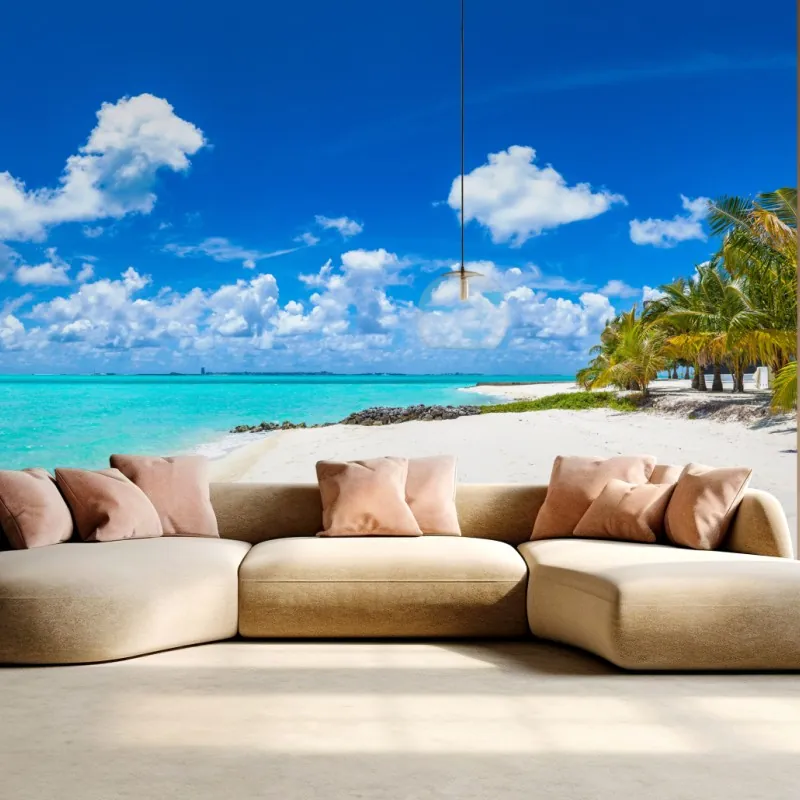 Fototapeta Malediwy turkusowa plaża panorama – Wallissimo® Fototapeta Malediwy turkusowa plaża panorama – Wallissimo®