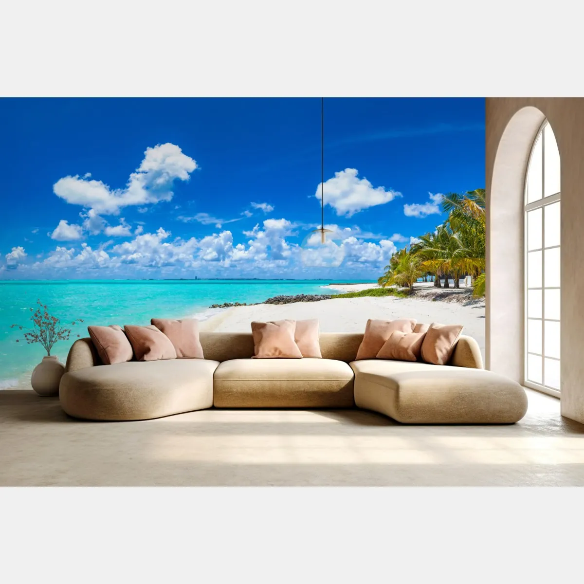 Fototapeta Malediwy turkusowa plaża panorama – Wallissimo® Fototapeta Malediwy turkusowa plaża panorama – Wallissimo®