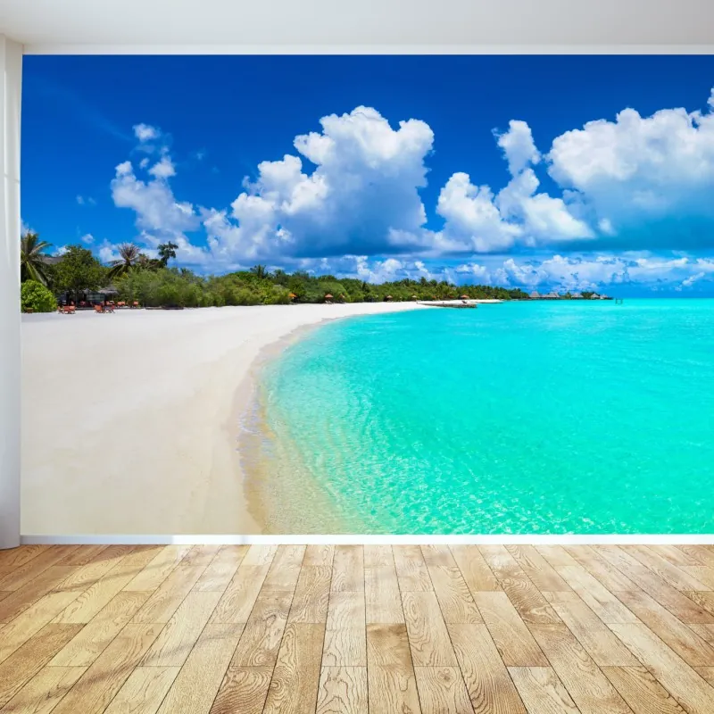 Fototapeta Malediwy turkusowa plaża panorama – Wallissimo® Fototapeta Malediwy turkusowa plaża panorama – Wallissimo®