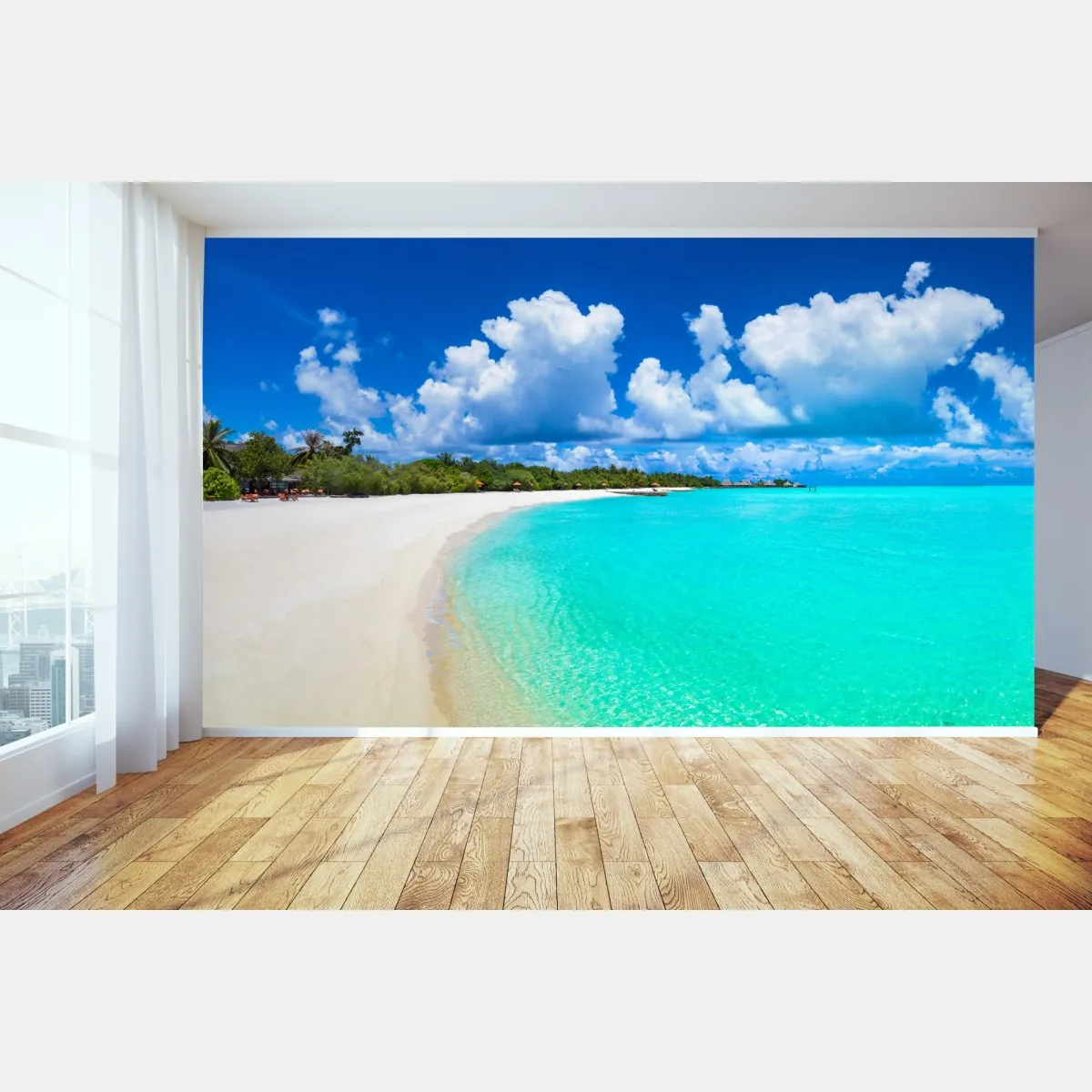 Fototapeta Malediwy turkusowa plaża panorama – Wallissimo® Fototapeta Malediwy turkusowa plaża panorama – Wallissimo®