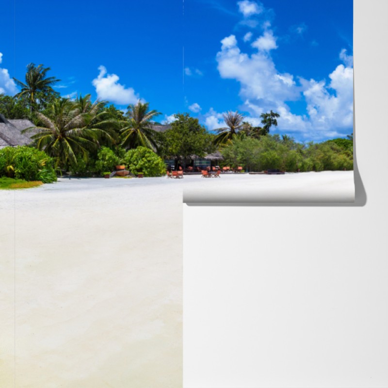 Fototapeta Malediwy turkusowa plaża panorama – Wallissimo® Fototapeta Malediwy turkusowa plaża panorama – Wallissimo®