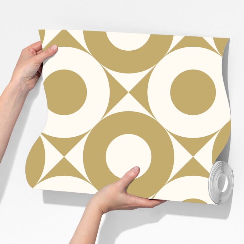 Fototapeta złoty geometryczny wzór z kołami – Wallissimo® Fototapeta złoty geometryczny wzór z kołami – Wallissimo®