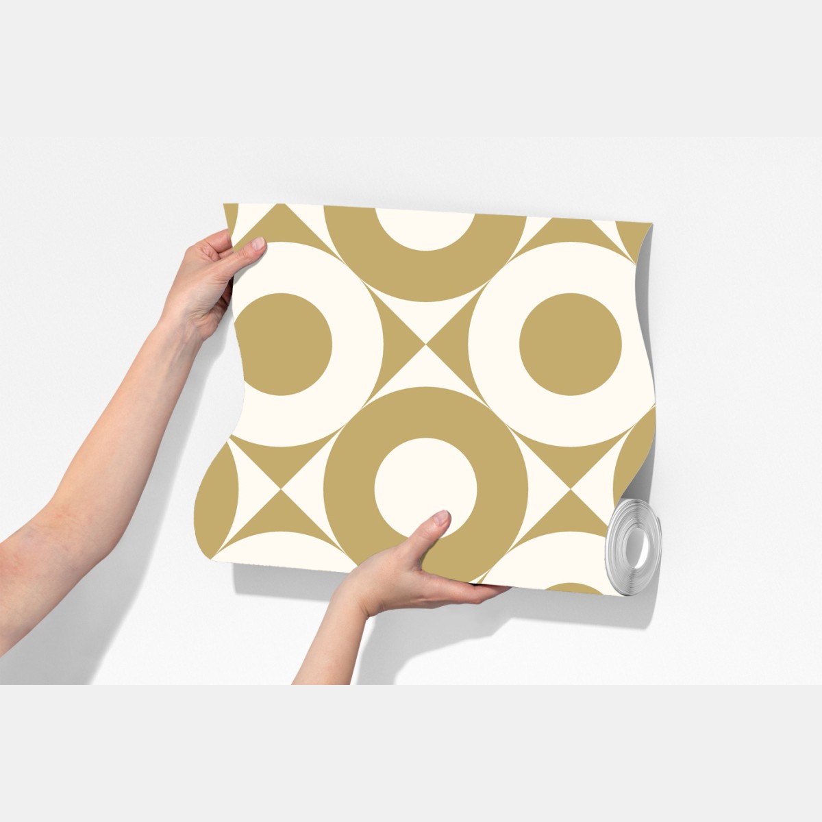 Fototapeta złoty geometryczny wzór z kołami – Wallissimo® Fototapeta złoty geometryczny wzór z kołami – Wallissimo®