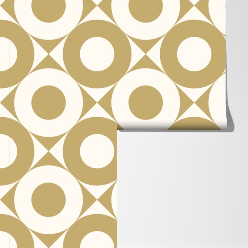 Fototapeta złoty geometryczny wzór z kołami – Wallissimo® Fototapeta złoty geometryczny wzór z kołami – Wallissimo®