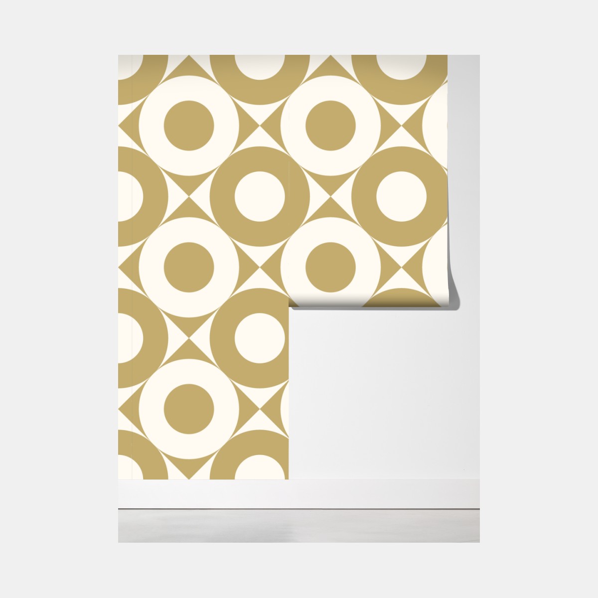 Fototapeta złoty geometryczny wzór z kołami – Wallissimo® Fototapeta złoty geometryczny wzór z kołami – Wallissimo®