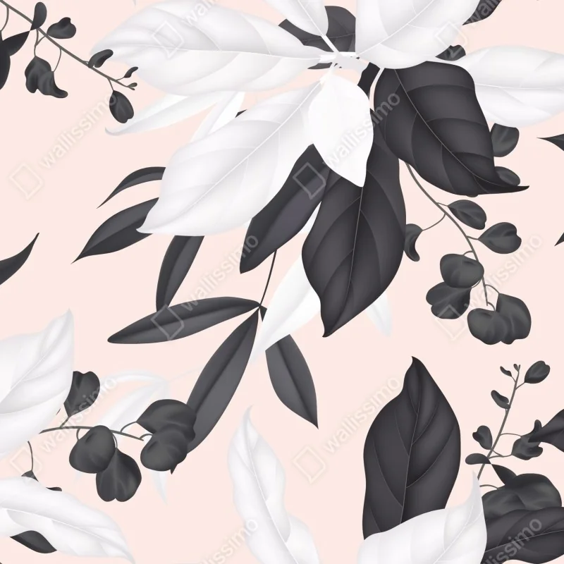 Fototapeta delikatne pastelowe liście botaniczne – Wallissimo® Fototapeta delikatne pastelowe liście botaniczne – Wallissimo®