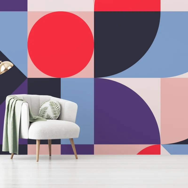 Wall mural geometric pastel shapes composition