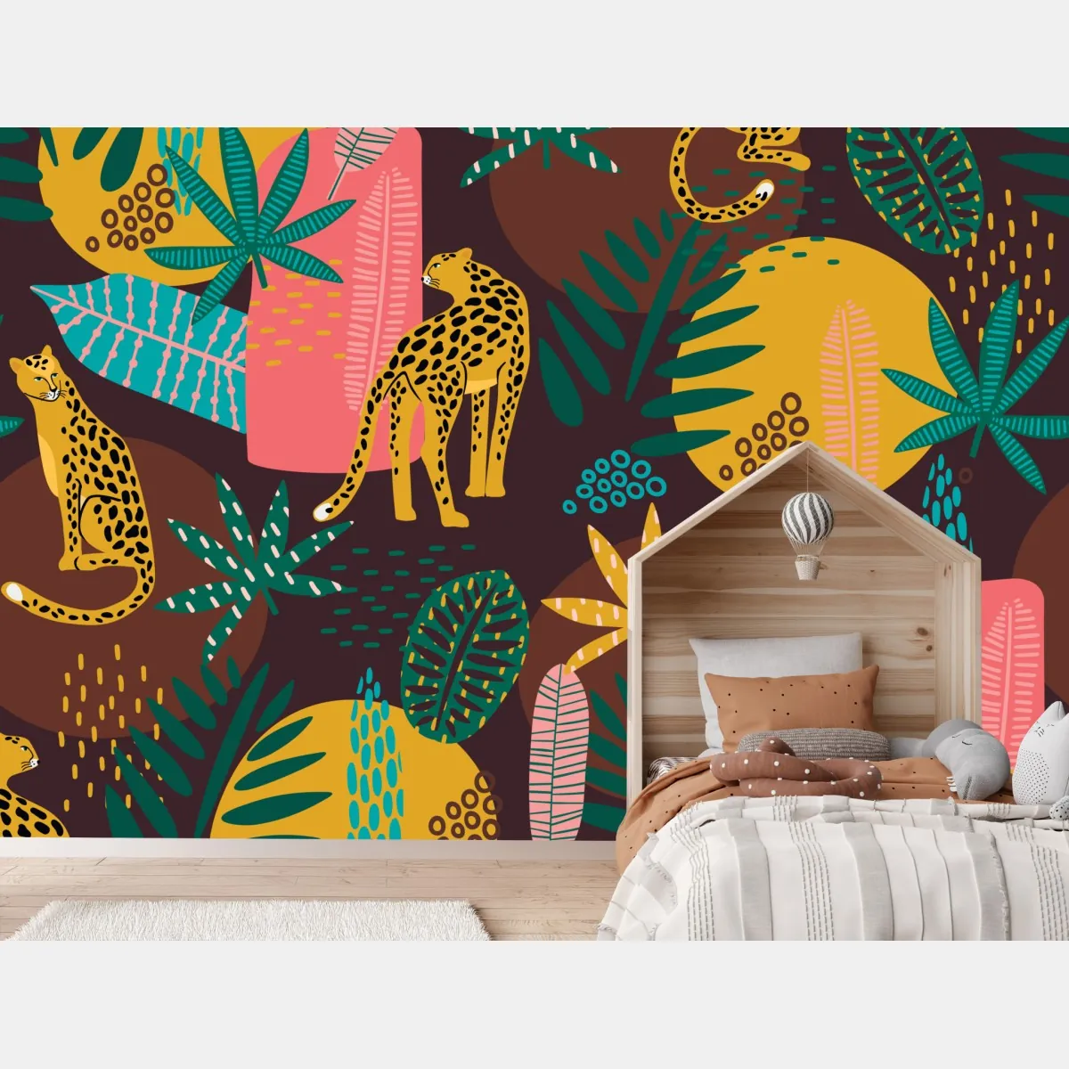 Fototapeta tropikalny wzór z lampartami – Wallissimo® Fototapeta tropikalny wzór z lampartami – Wallissimo®