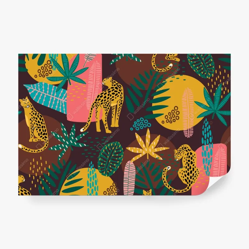 Wall mural tropical leopard jungle pattern
