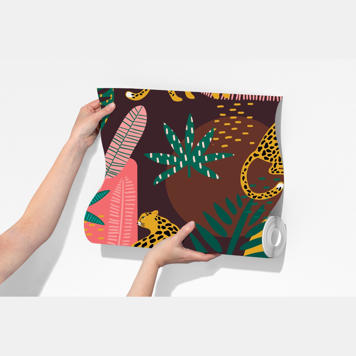 Fototapeta tropikalny wzór z lampartami – Wallissimo® Fototapeta tropikalny wzór z lampartami – Wallissimo®