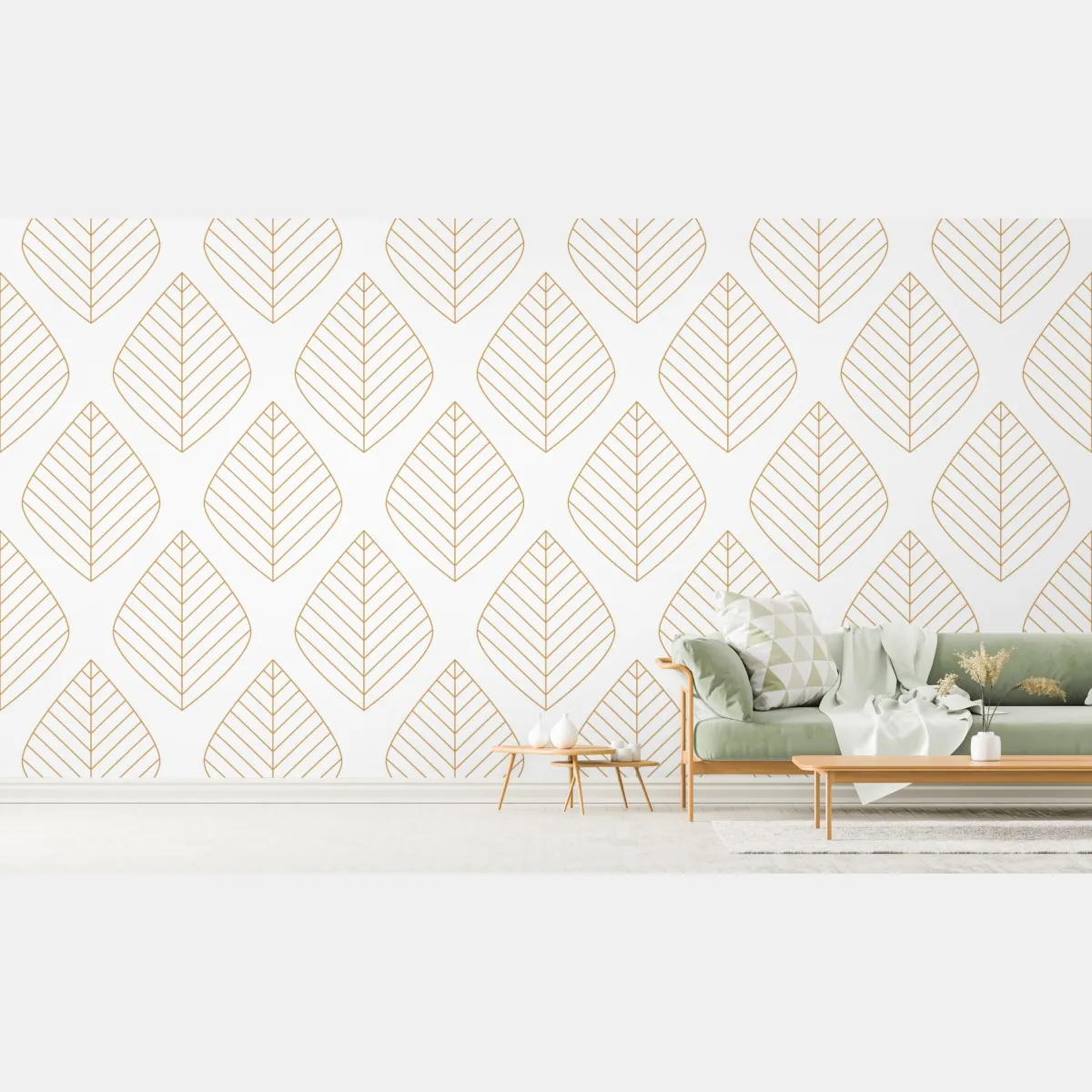 Fototapeta elegancki złoty geometryczny wzór liści – Wallissimo® Fototapeta elegancki złoty geometryczny wzór liści – Wallissimo®