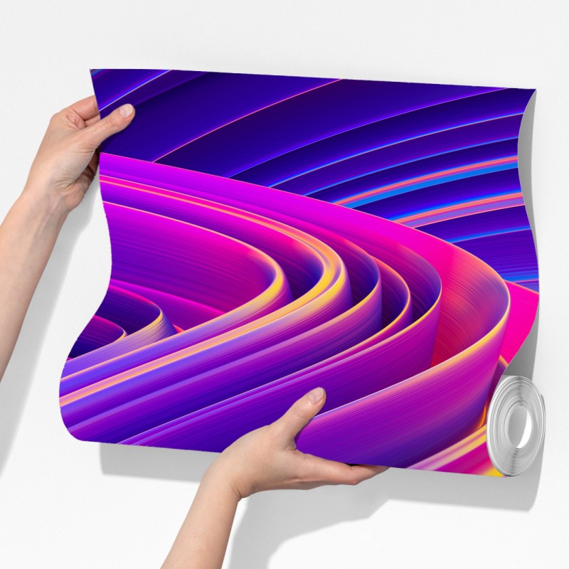 Fototapeta intensywny fioletowy 3d wir wstęg – Wallissimo® Fototapeta intensywny fioletowy 3d wir wstęg – Wallissimo®