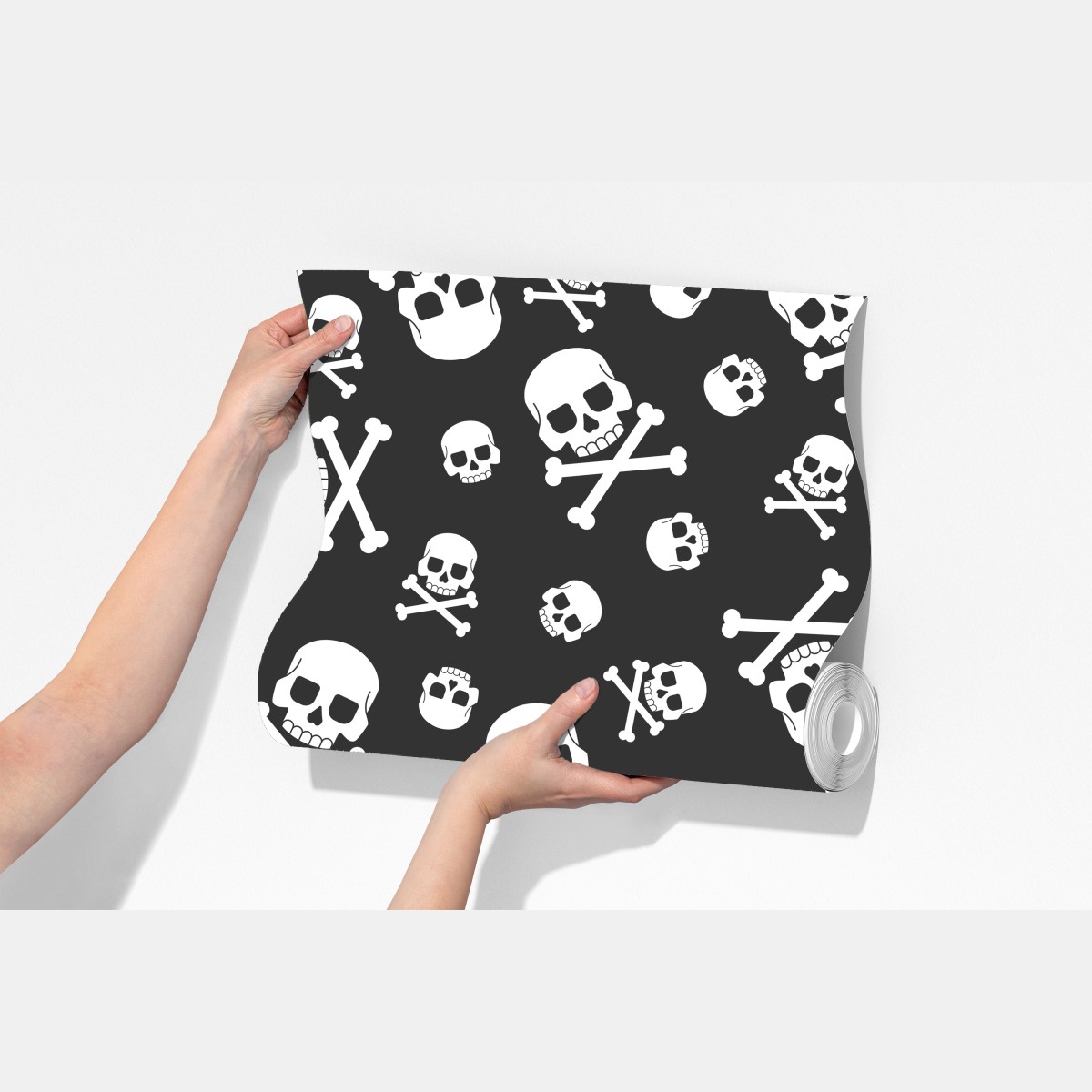 Fototapeta biały wzór czaszek na szarym tle – Wallissimo® Fototapeta biały wzór czaszek na szarym tle – Wallissimo®