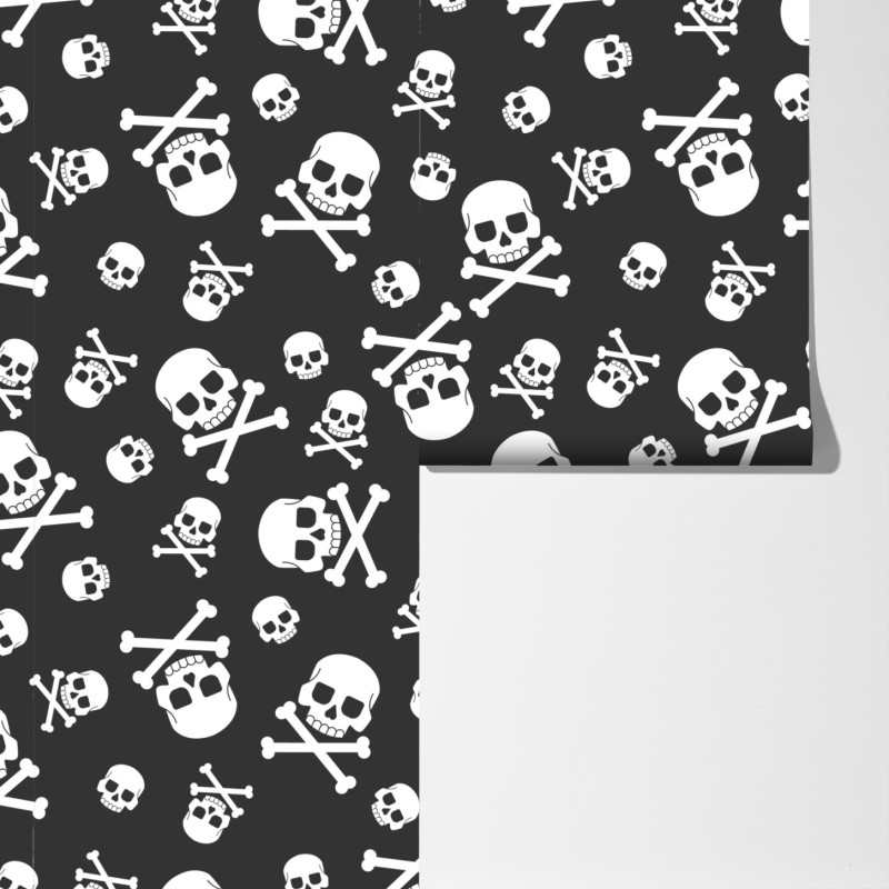 Fototapeta biały wzór czaszek na szarym tle – Wallissimo® Fototapeta biały wzór czaszek na szarym tle – Wallissimo®