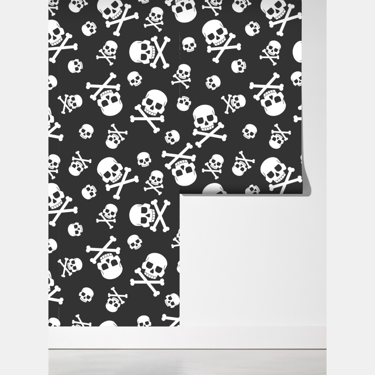 Fototapeta biały wzór czaszek na szarym tle – Wallissimo® Fototapeta biały wzór czaszek na szarym tle – Wallissimo®
