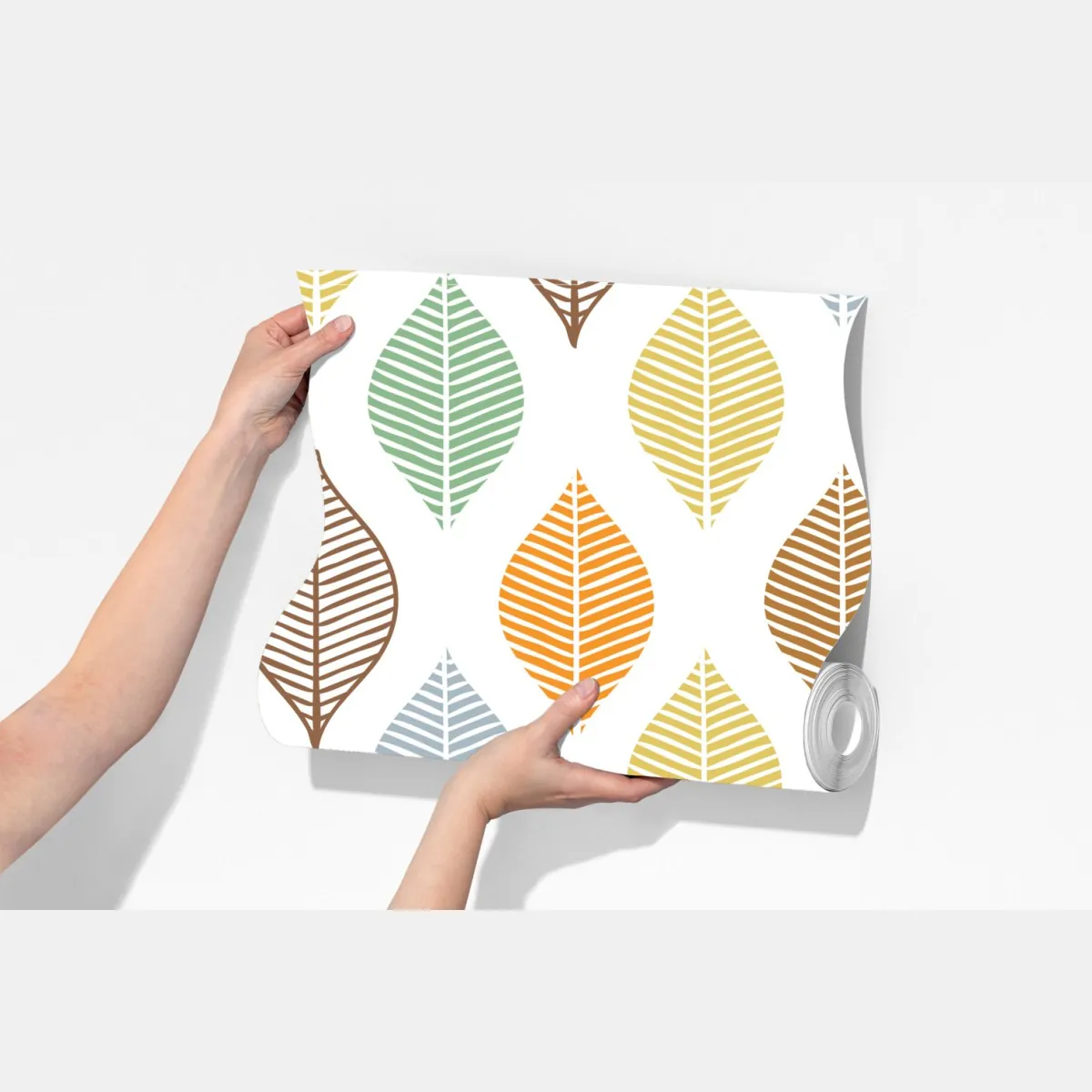 Fototapeta pastelowy wzór liści na ścianę – Wallissimo® Fototapeta pastelowy wzór liści na ścianę – Wallissimo®