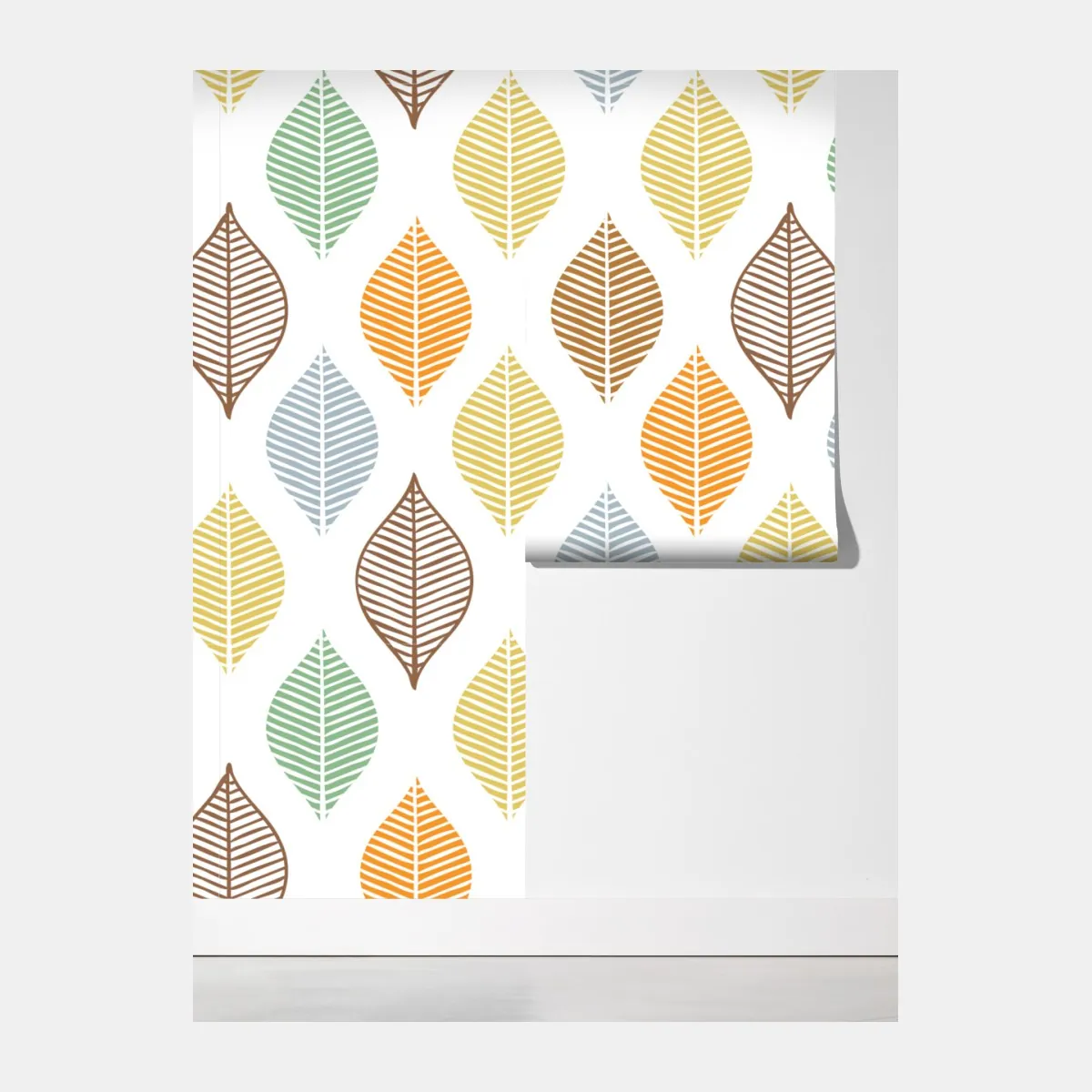 Fototapeta pastelowy wzór liści na ścianę – Wallissimo® Fototapeta pastelowy wzór liści na ścianę – Wallissimo®