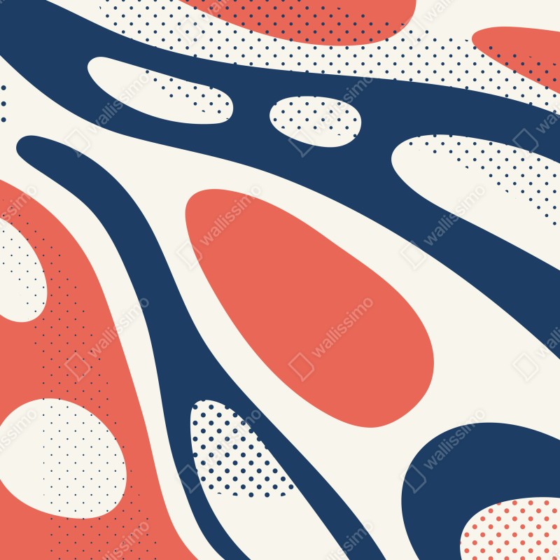 Fototapeta retro koralowo-granatowy abstrakcyjny wzór – Wallissimo® Fototapeta retro koralowo-granatowy abstrakcyjny wzór – Wallissimo®