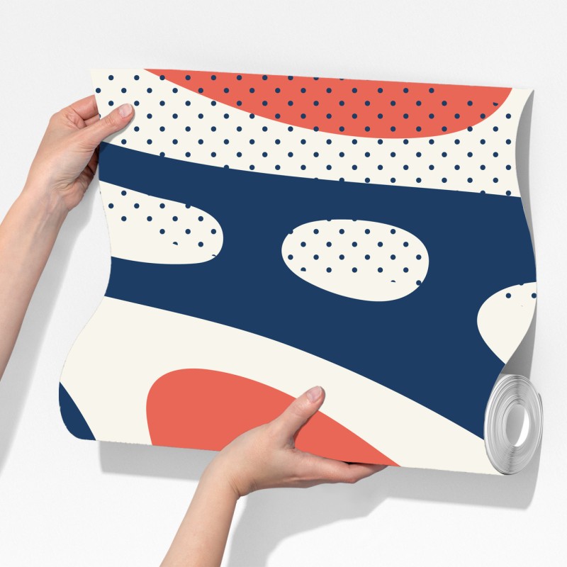 Fototapeta retro koralowo-granatowy abstrakcyjny wzór – Wallissimo® Fototapeta retro koralowo-granatowy abstrakcyjny wzór – Wallissimo®