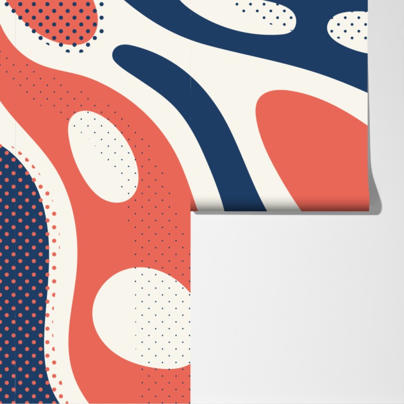 Fototapeta retro koralowo-granatowy abstrakcyjny wzór – Wallissimo® Fototapeta retro koralowo-granatowy abstrakcyjny wzór – Wallissimo®