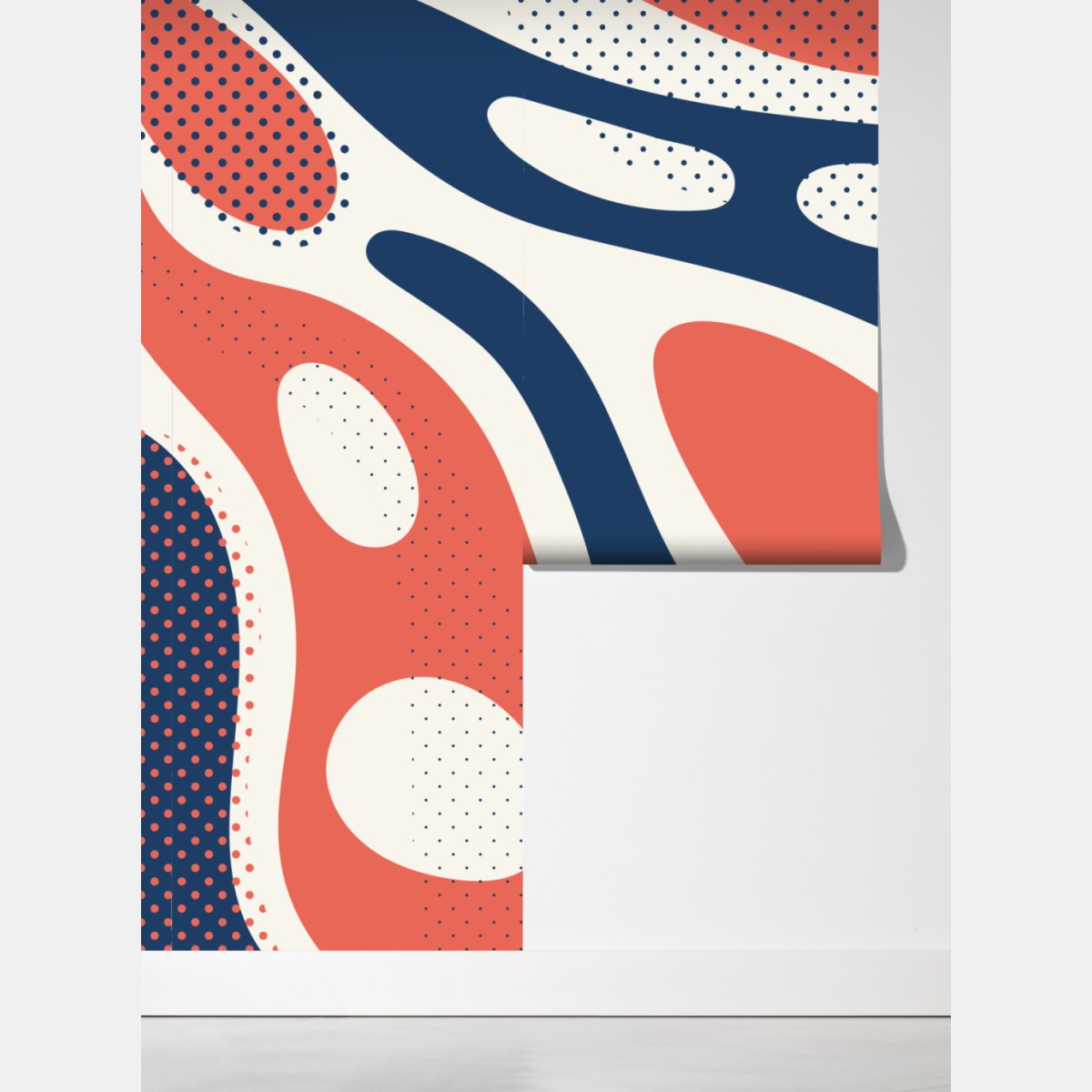 Fototapeta retro koralowo-granatowy abstrakcyjny wzór – Wallissimo® Fototapeta retro koralowo-granatowy abstrakcyjny wzór – Wallissimo®