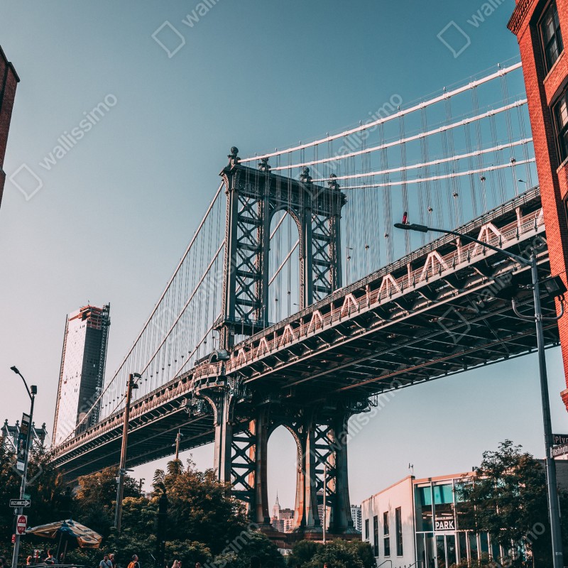 Fototapeta Manhattan most w miejskiej perspektywie – Wallissimo® Fototapeta Manhattan most w miejskiej perspektywie – Wallissimo®