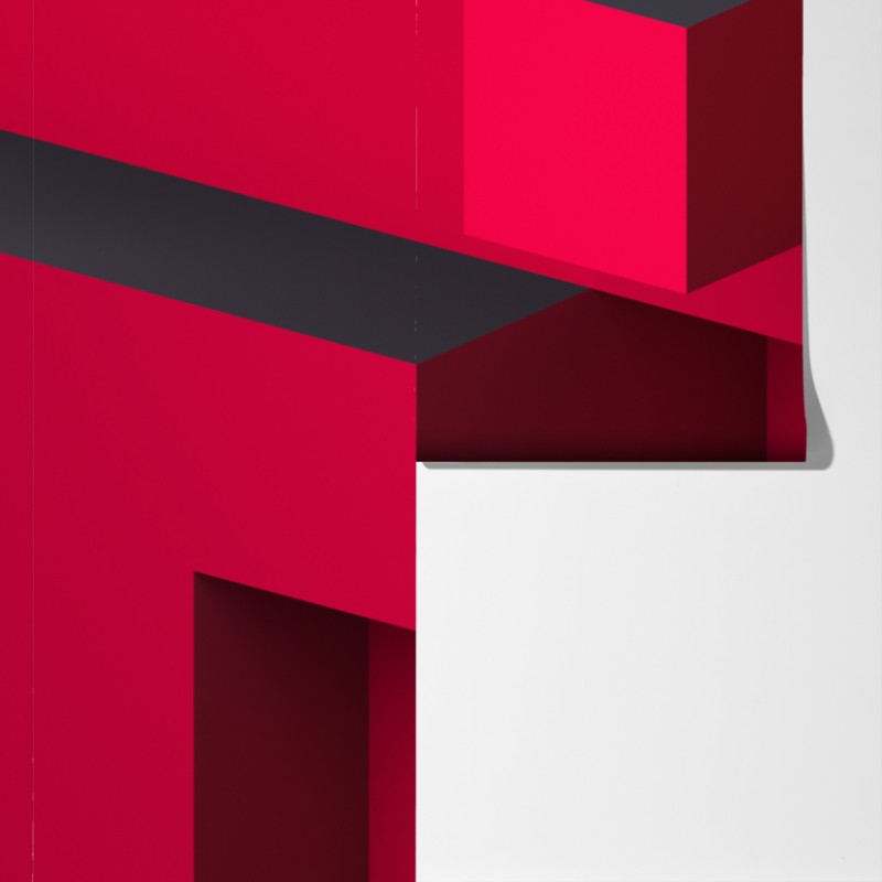 Fototapeta odważne czerwone geometryczne bloki – Wallissimo® Fototapeta odważne czerwone geometryczne bloki – Wallissimo®