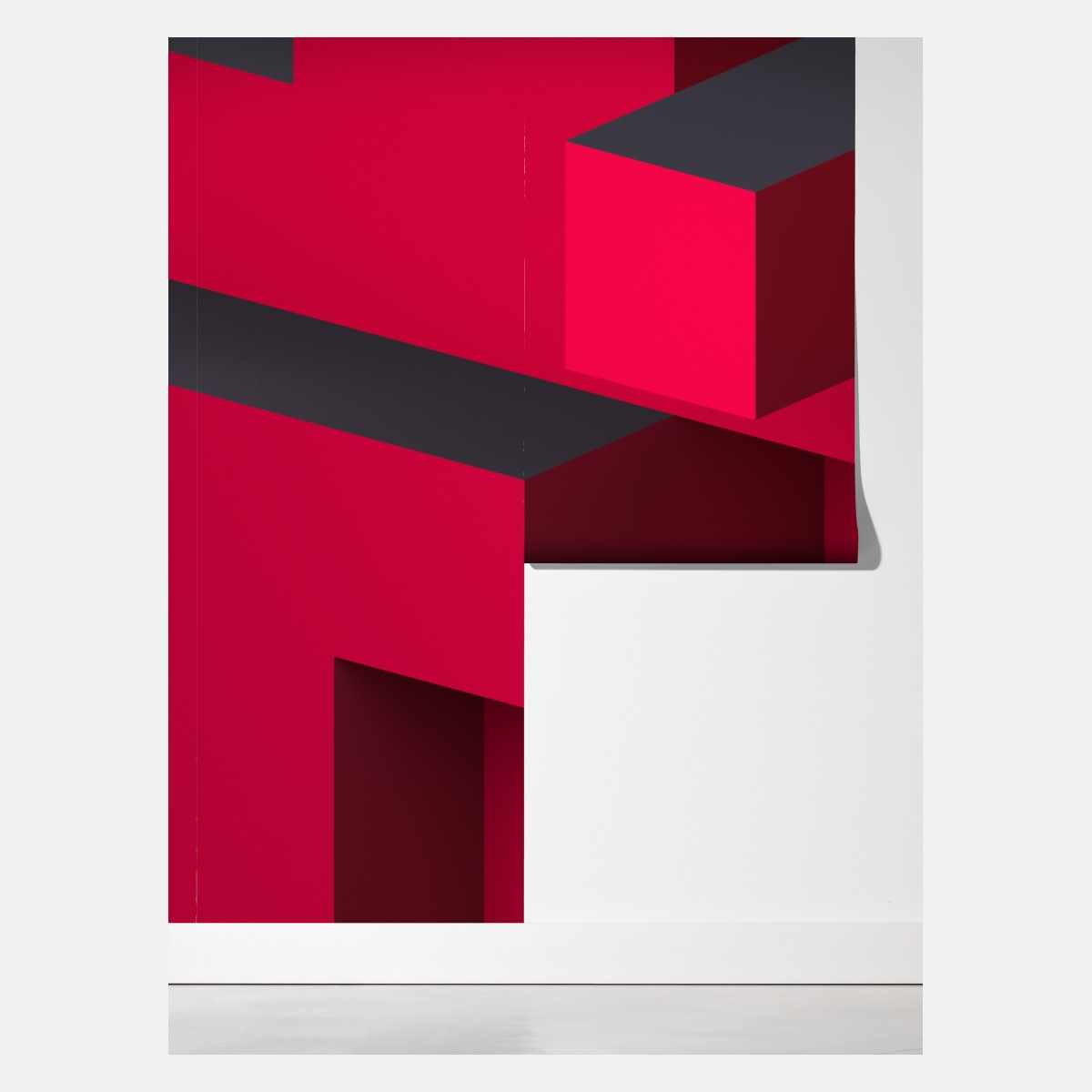 Fototapeta odważne czerwone geometryczne bloki – Wallissimo® Fototapeta odważne czerwone geometryczne bloki – Wallissimo®