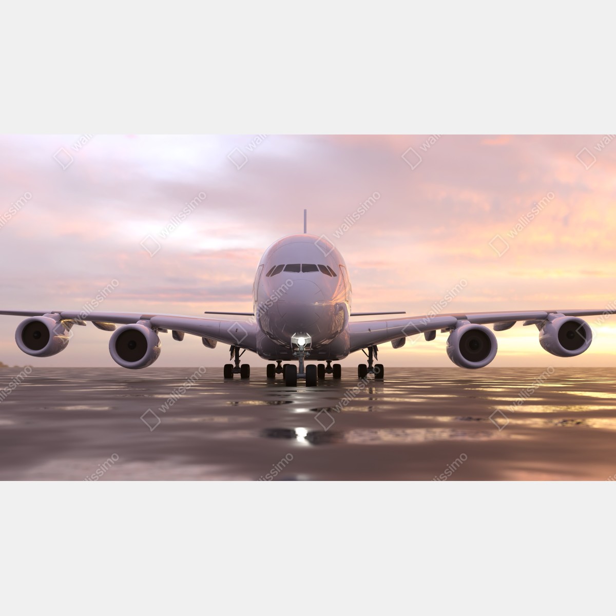 Fototapeta odrzutowiec na pasie startowym o zachodzie słońca – Wallissimo® Fototapeta odrzutowiec na pasie startowym o zachodzie słońca – Wallissimo®