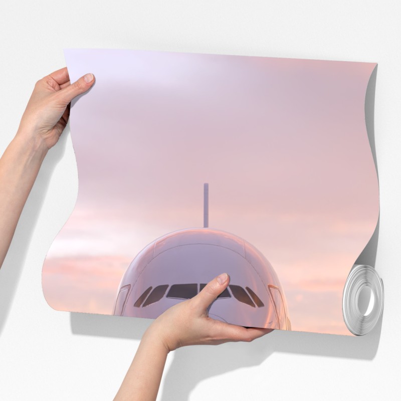 Fototapeta odrzutowiec na pasie startowym o zachodzie słońca – Wallissimo® Fototapeta odrzutowiec na pasie startowym o zachodzie słońca – Wallissimo®