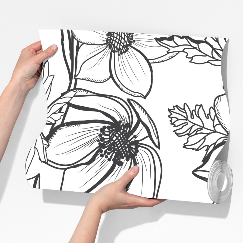 Fototapeta botaniczny rysunek kwiatowy – Wallissimo® Fototapeta botaniczny rysunek kwiatowy – Wallissimo®