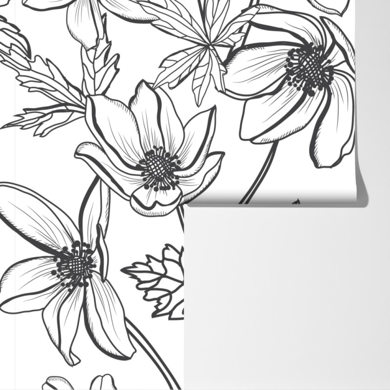 Fototapeta botaniczny rysunek kwiatowy – Wallissimo® Fototapeta botaniczny rysunek kwiatowy – Wallissimo®