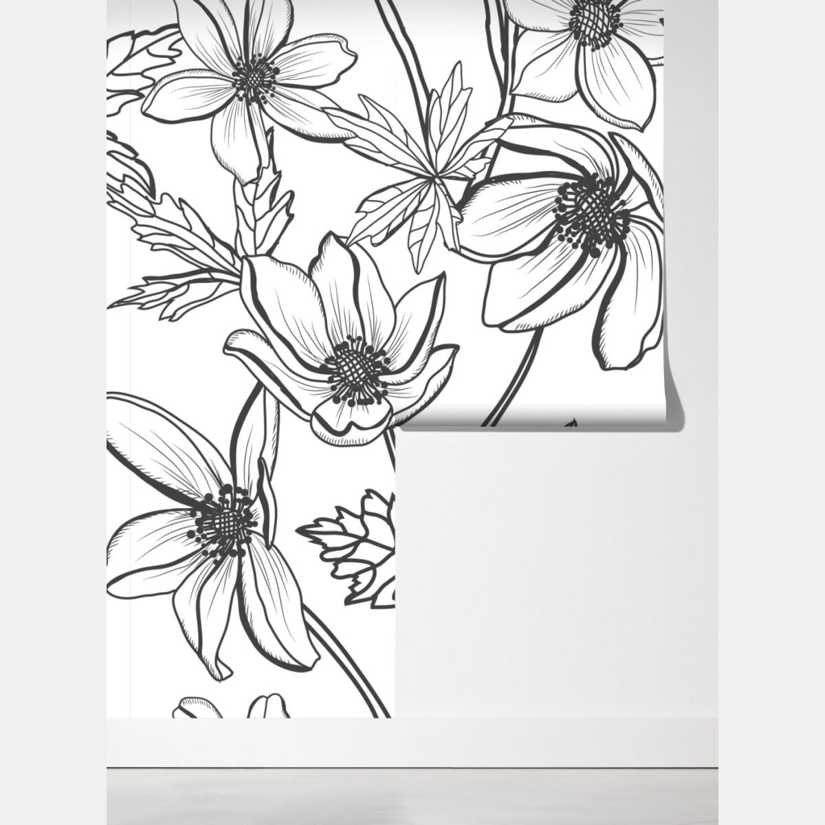 Fototapeta botaniczny rysunek kwiatowy – Wallissimo® Fototapeta botaniczny rysunek kwiatowy – Wallissimo®