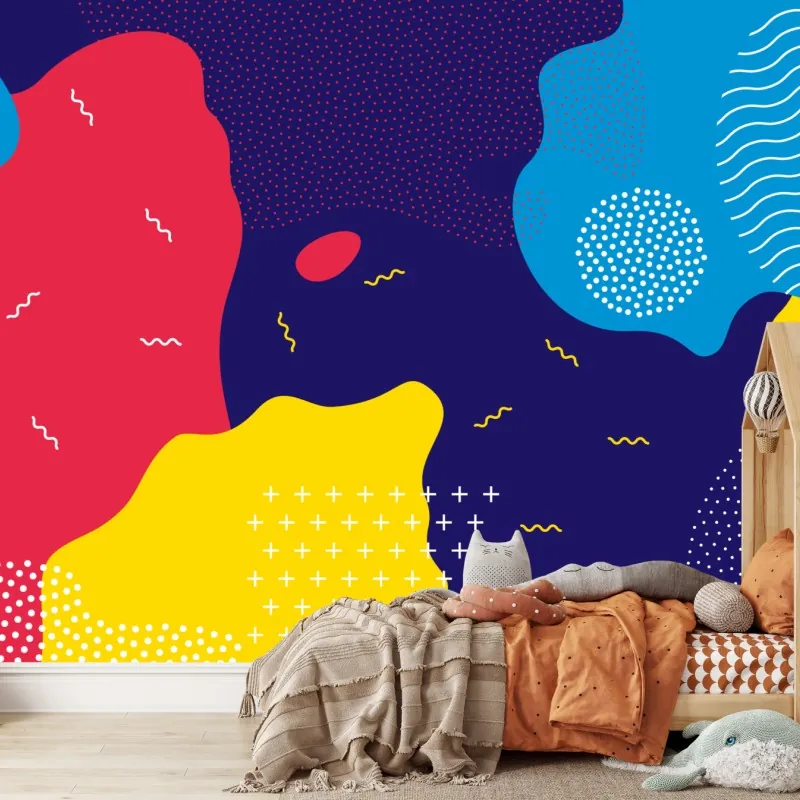 Wall mural vibrant abstract shapes pattern