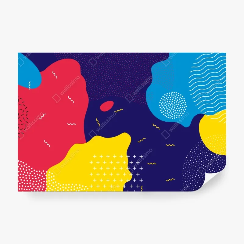 Fototapeta wzór z kwiatami i cytrynami – Wallissimo®