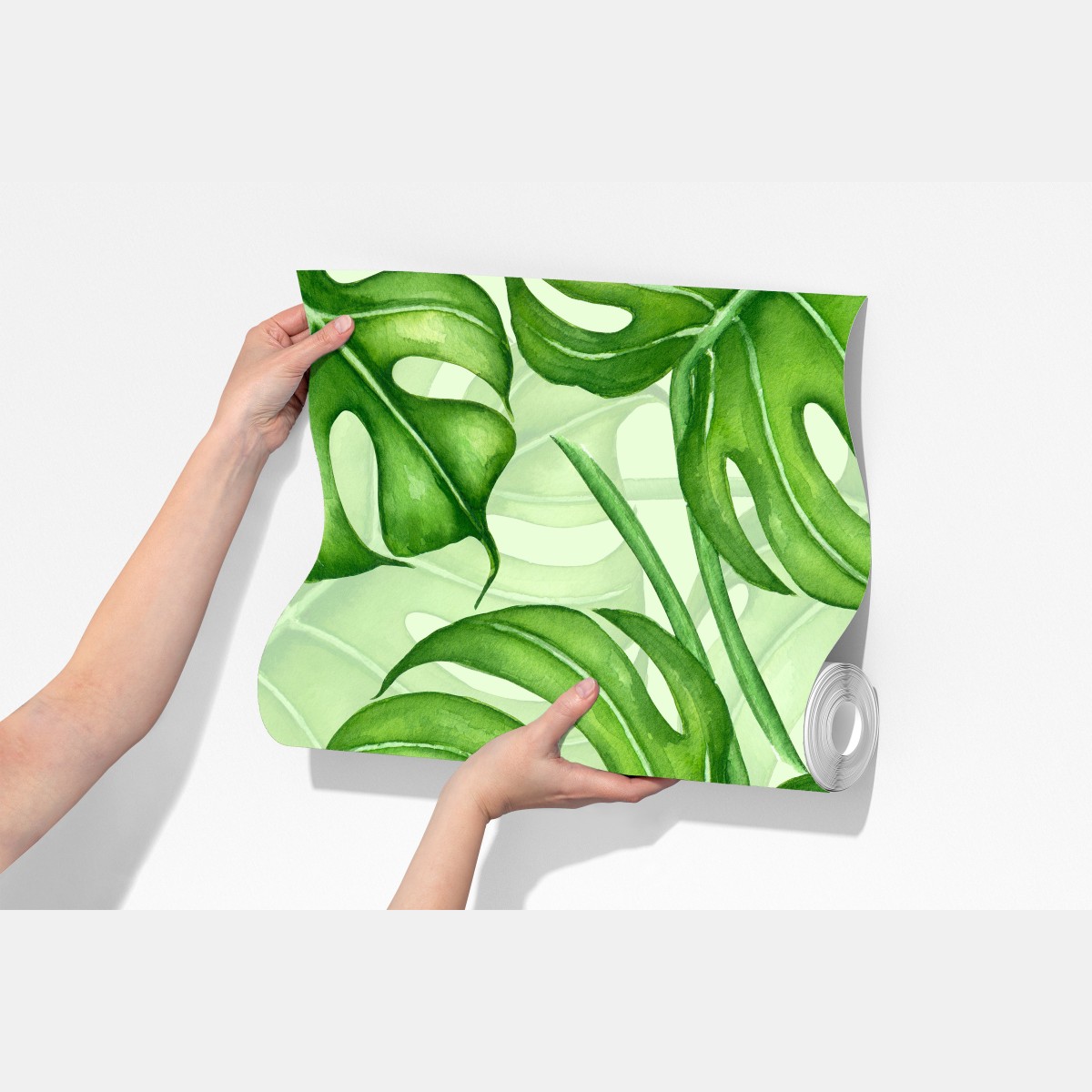 Fototapeta akwarelowy wzór liści monstery – Wallissimo® Fototapeta akwarelowy wzór liści monstery – Wallissimo®