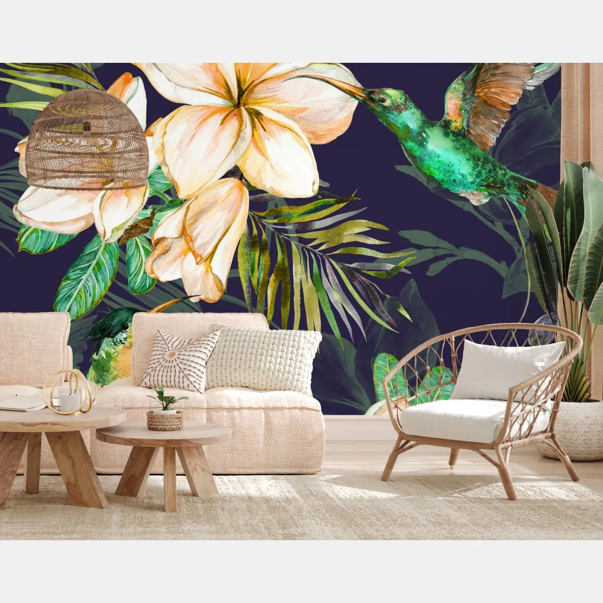 Fototapeta tropikalne kolibry i plumeria w akwareli – Wallissimo® Fototapeta tropikalne kolibry i plumeria w akwareli – Wallissimo®