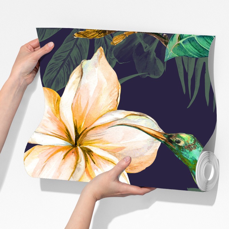 Fototapeta tropikalne kolibry i plumeria w akwareli – Wallissimo® Fototapeta tropikalne kolibry i plumeria w akwareli – Wallissimo®