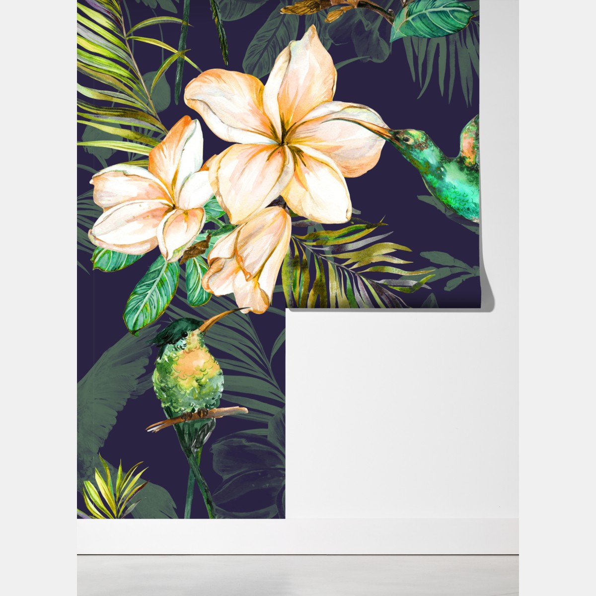 Fototapeta tropikalne kolibry i plumeria w akwareli – Wallissimo® Fototapeta tropikalne kolibry i plumeria w akwareli – Wallissimo®